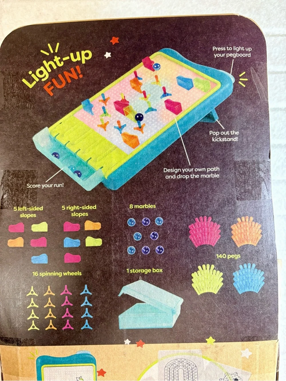 Light-Up Marble Drop Pegboard Toy - Teal Frame with Multicolor Pegs
